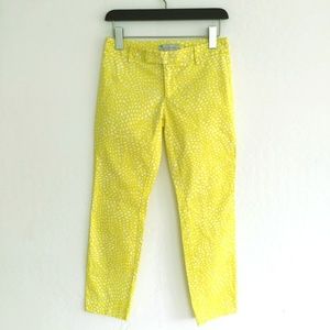 Gap Yellow and White Dot Print Crop Pants